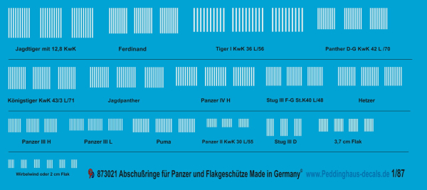 Peddinghaus 1/87 3021 Killmarks for german tanks and anti aircraft guns