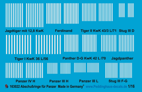 Peddinghaus-Decals 1:16  3022 Killrings for german tanks