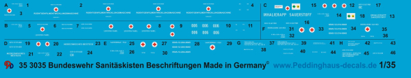 Peddinghaus-Decals 1:35  3035 Box markings for german fieldhospital suitable for Black Dog 35067