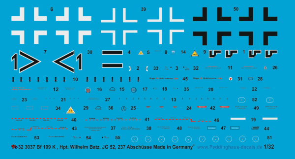 Peddinghaus 1/32 3037 Bf 109 K Hpt. Wilhelm Batz, groupcommander JG 52, 237 Kills