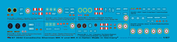 Peddinghaus 1/87 3042 Canadian Sherman Tanks in Italy, 2. WW