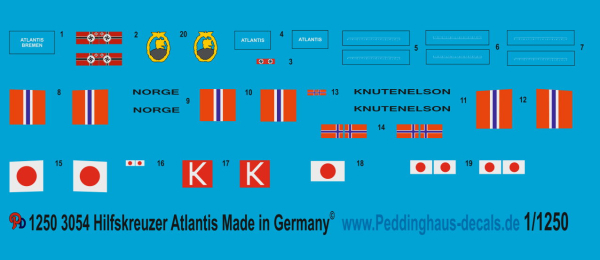 Peddinghaus-Decals 1:1250 3054 Hilfskreuzer Atlantis