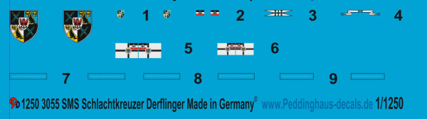 Peddinghaus-Decals 1:1250 3055 SMS Schlachtkreuzer Derflinger