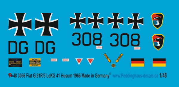 Peddinghaus-Decals 1:48 3056 Fiat G.91 R/3 Le KG 41 Husum 1966