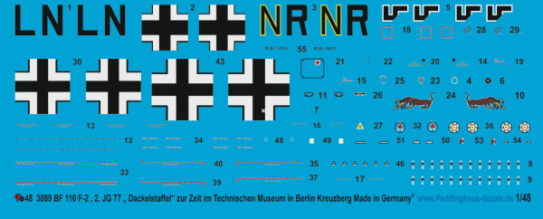 Peddinghaus-Decals 1:48 3089 Bf 110 2. JG 77 Dackelstaffel in Norwegen