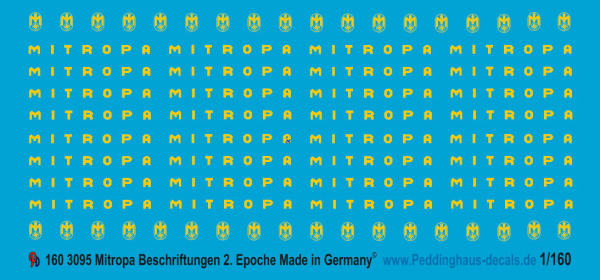Peddinghaus-Decals  1:160 3095 Mitropa german Reichsbahn saloon markings