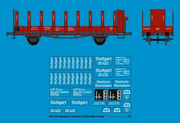 Peddinghaus-Decals 1:35 3104 Reichsbahn Rungenwagen Typ Stuttgart