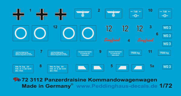 Peddinghaus-Decals 1:72  3112 Panzerdraisine Komandowagenwagen
