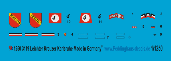 Peddinghaus-Decals 1:1250  3119 Leichter Kreuzer Karlsruhe