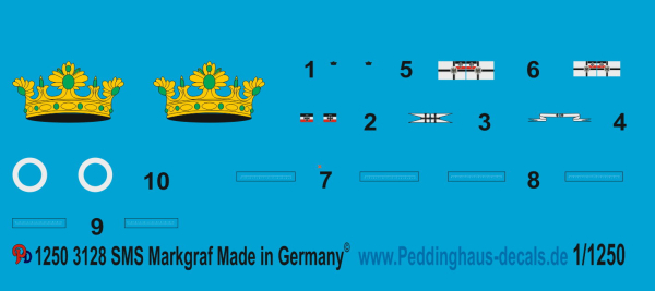 Peddinghaus-Decals 1:1250 3128 SMS Markgraf