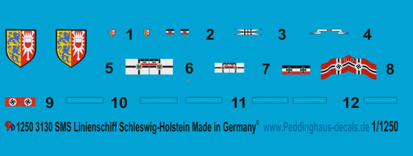 Peddinghaus-Decals 1:1250 3130 Linienschiff Schleswig Holstein