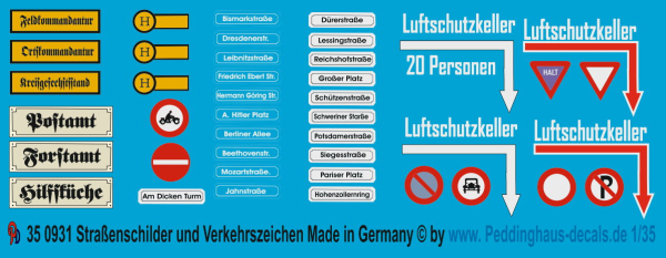 Peddinghaus-Decals 1:35  0931  german roadsigns and streetnameplates