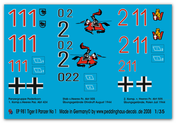 Peddinghaus-Decals 1:35  0981 Kingtiger markings No 1