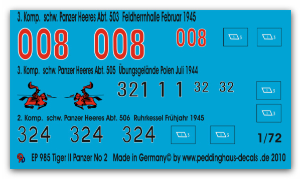 Peddinghaus-Decals 1:72 0985  Tiger II No 2