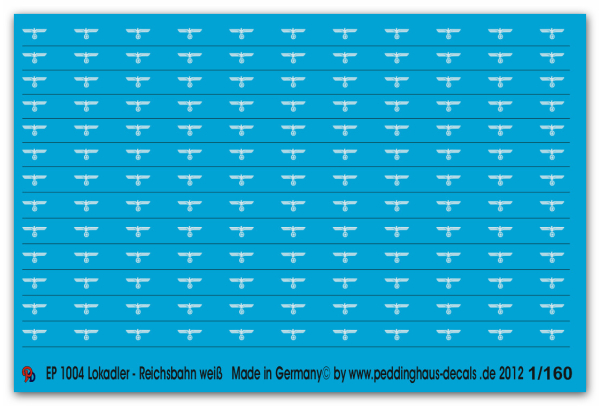 Peddinghaus-Decals  1:160  1004 Steamer eagles Reichsbahn wihte print