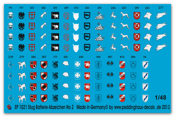 Peddinghaus-Decals 1/48 1021 Stug Battery unit markings No 2