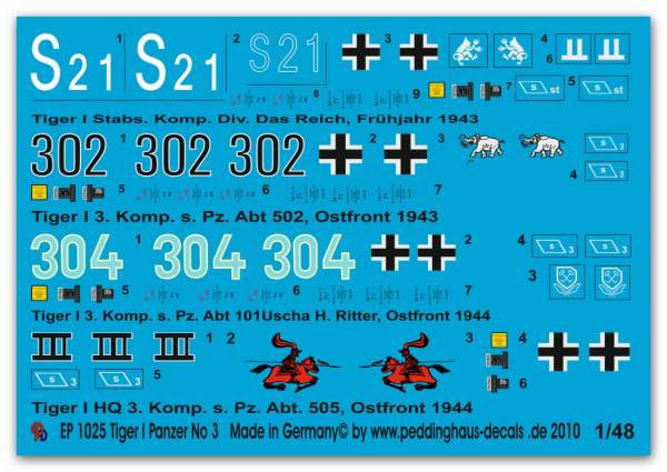 Peddinghaus-Decals 1/48 1025 Tiger tank markings No 3