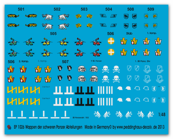 Peddinghaus-Decals 1/48 1026 Wappen der schweren Panzerabteilingen