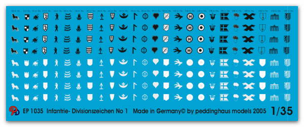 Peddinghaus-Decals 1:35 1035 Deutsche Infantrie Divisionszeichen No 1