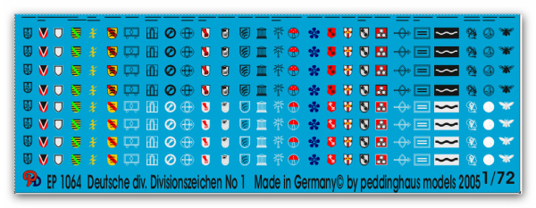 Peddinghaus-Decals 1:72 1064   Deutsche Divisonszeichen diverse Einheiten No 1