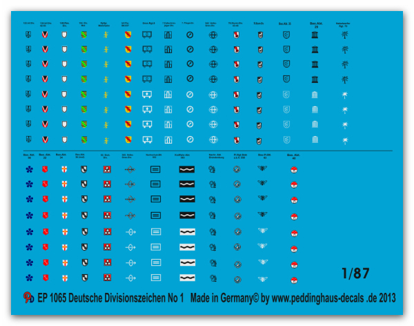 Peddinghaus 1787 1065 german divison markings misc. Units No 1