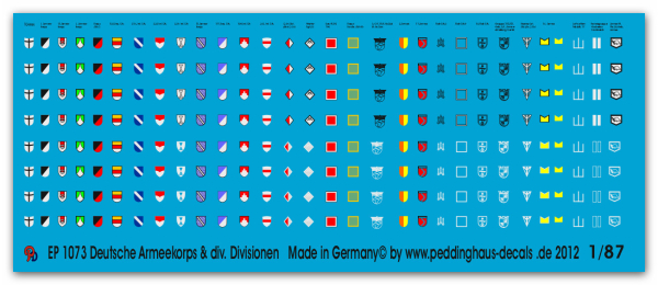 Peddinghaus 1/87 1073 Deutsche Armeekorps und div. Andere Divisonszeichen