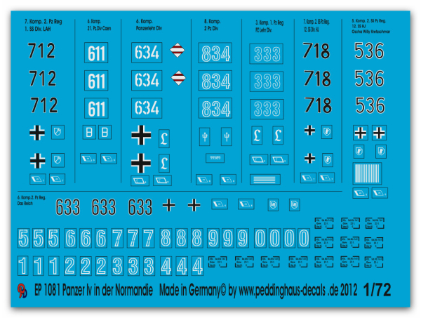 Peddinghaus-Decals 1:72 1081   Panzer IV H in der Normandie