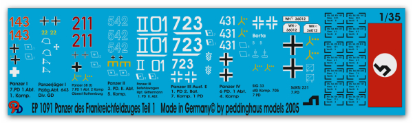 Peddinghaus-Decals 1:35 1091 german tanks of the french campaign No 1