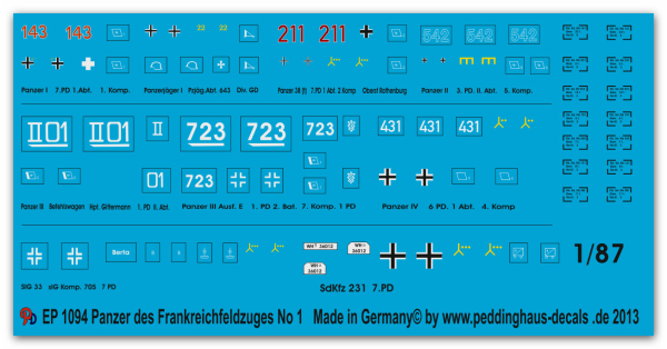 Peddinghaus 1/87 1094 german tanks of the french campaign No 1