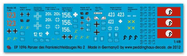 Peddinghaus-Decals 1/48 1096 german tanks of the french campaign No 2