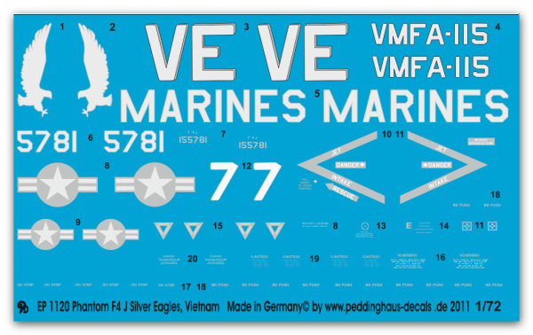 Peddinghaus-Decals 1/72 1120 Phantom F 4J Silver Eagles Vietnam