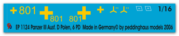 Peddinghaus-Decals 1:16 1124 Panzer III Ausf. D Polishcampaign, 6 . PD