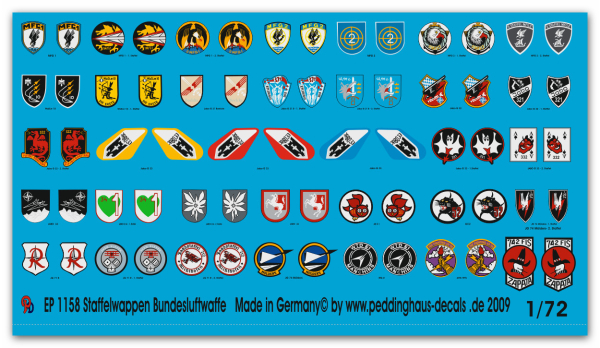 Peddinghaus-Decals 1:72 1158 Staffelwappen Bundesluftwaffe