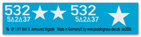 Peddinghaus-Decals 1:16 1197 M41 US Army 5.Armoured Brigade