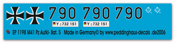 Peddinghaus-Decals 1:16 1198 M41 Bundeswehr Pz Aufkl-Bat 5