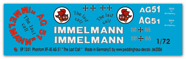 Peddinghaus-Decals 1:72 1241 Phantom RF4-4E AG 51 " The Last Call"