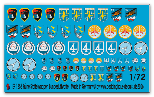 Peddinghaus-Decals 1/72 1258 Bundesluftwaffe frühe Staffelwappen