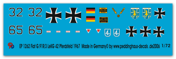 Peddinghaus-Decals 1/72 1262 Fiat G.91 R /3 Le KG 42 Pferdsfeld 1967