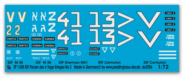 Peddinghaus-Decals 1:72 1308  IDF tanks of the 6. day war  No 2