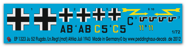 Peddinghaus-Decals 1/72 1323 Ju 52 Flugdo./Ln.Regt.(mot) Afrika Juli 43