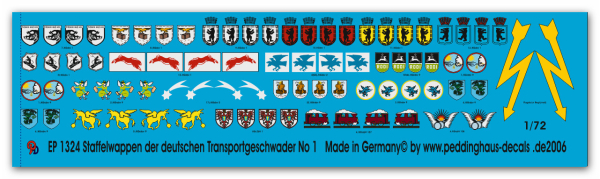 Peddinghaus-Decals 1:72 1324 Staffelwappen der deutschen Transportgeschwader No 1