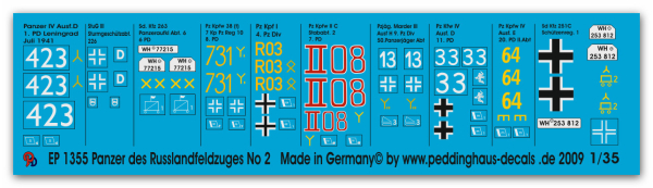 Peddinghaus-Decals 1:35 1355 german tanks of the russian campaign  No 2 1942-43