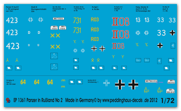 Peddinghaus-Decals 1:72 1361  Panzer des Russlandfeldzuges No 2 1941-42
