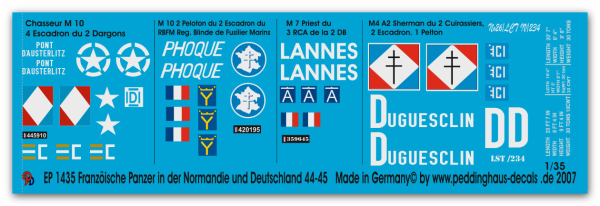 Peddinghaus-Decals 1:35 1435 French tanks in Normandy and Germany 44-45 No 1