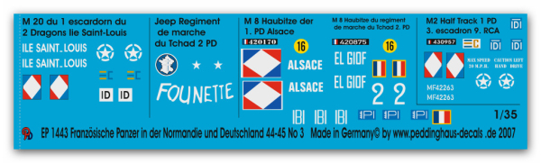 Peddinghaus-Decals 1:35 1443 French tanks in Normandy and Germany 44-45 No 3