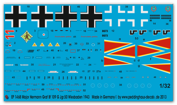 Peddinghaus 1/32 1468    Major Hermann Graf Bf 109 G JGr 50 Wiesbaden 1943