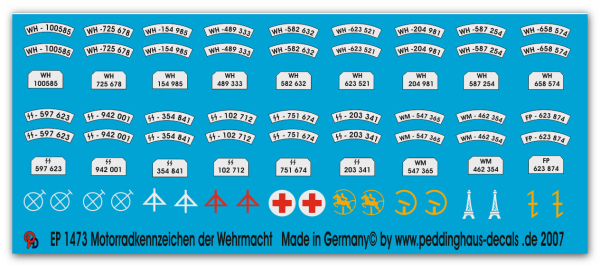 Peddinghaus-Decals 1:35  1473  Motocycles numberplates of the german army