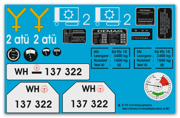 Peddinghaus-Decals 1:6 1493 1,0 ton Demag Zugmaschine