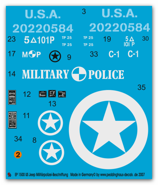 Peddinghaus-Decals 1:6 1500  US Jeep MP markings