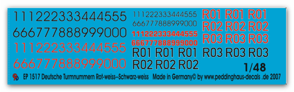 Peddinghaus-Decals 1/48 1517 german turret numbers red-white-black-white